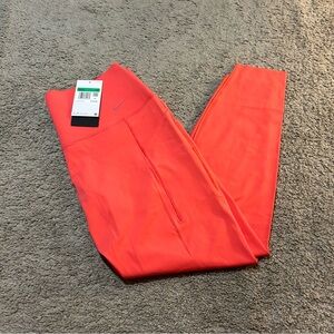 Women's Medium-Support High-Waisted 7/8 Leggings with Pockets Salmon Pink